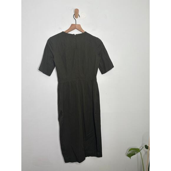 Banana Republic Bi Stretch Short Sleeve Sheath Dress Size 2 Olive Green Bodycon - Picture 8 of 10